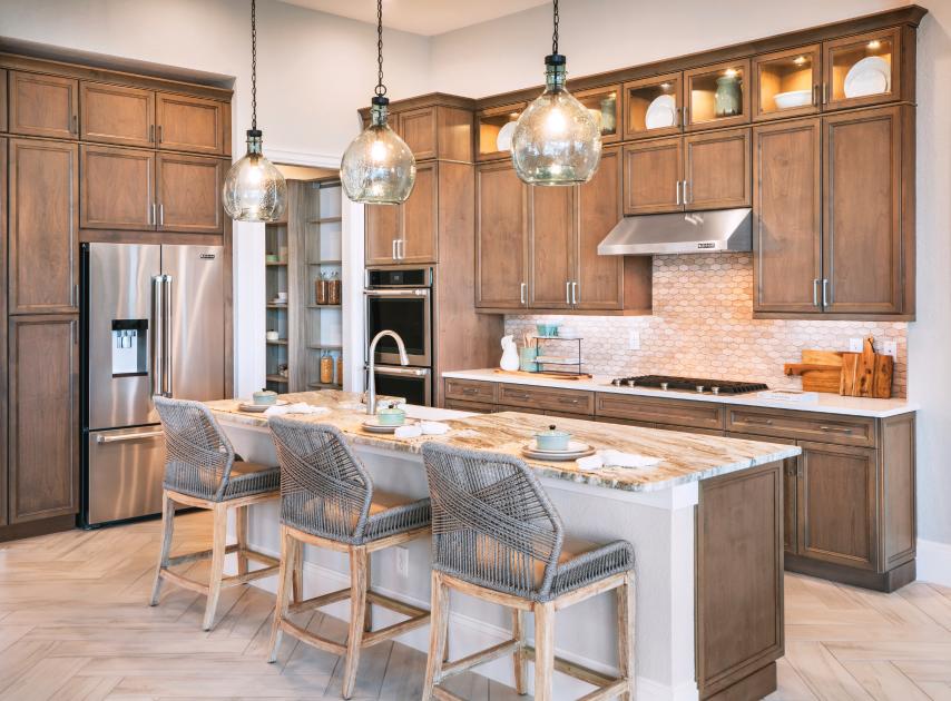 Gourmet kitchen with large walk-in pantry and gas appliances