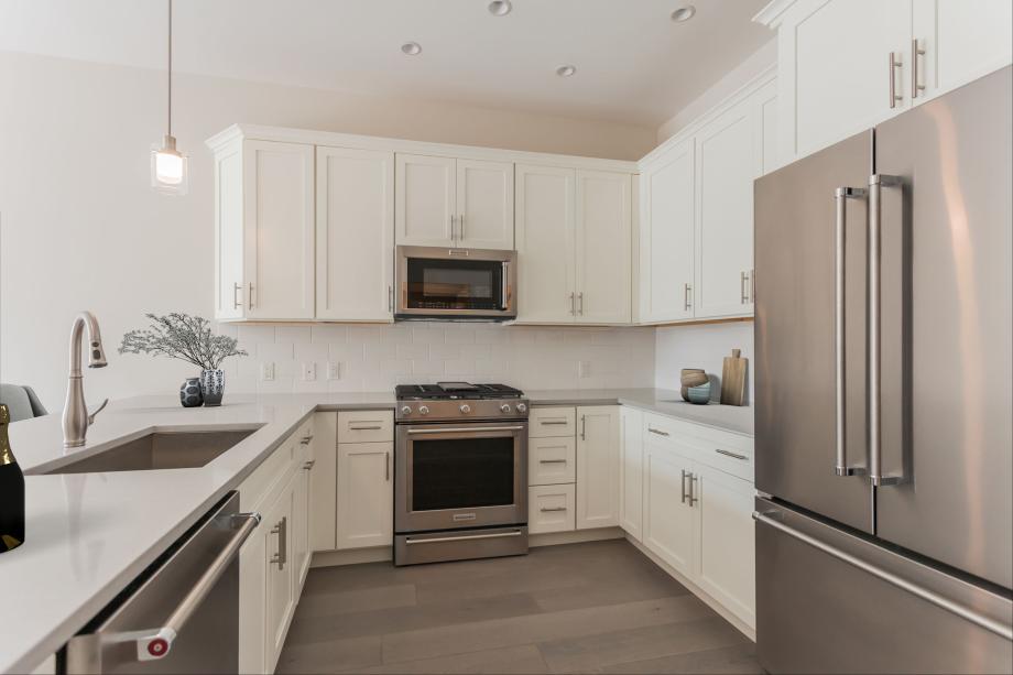 Well-appointed kitchen with stainless steel KitchenAid appliances