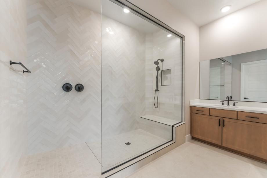 Stunning primary bath with large tile surround shower