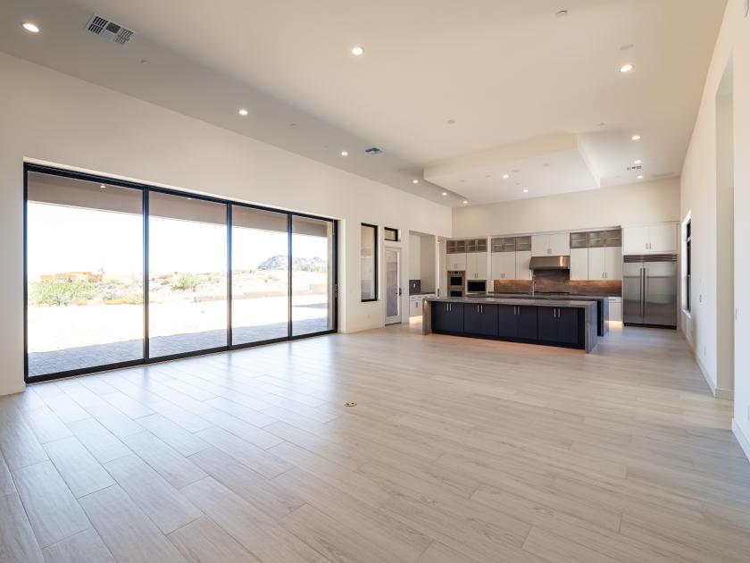 Open great room with natural lighting