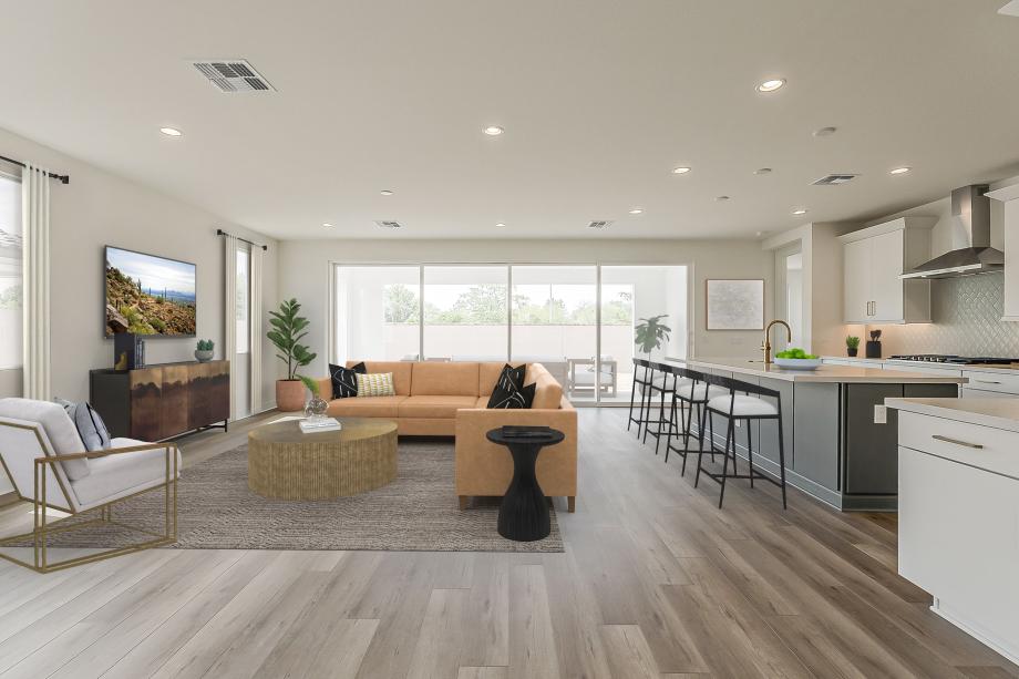 Spacious great room with beautiful flooring and upgraded finishes