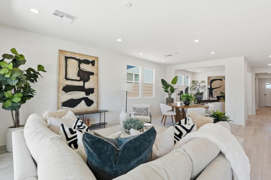 Spacious great room with beautiful flooring and upgraded finishes