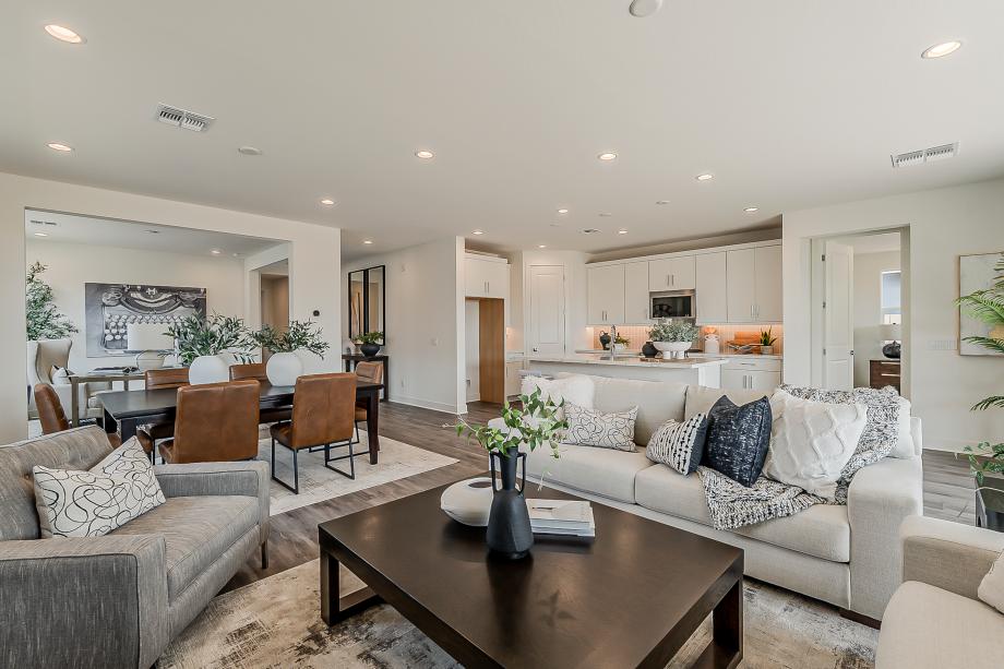 Great room seamlessly flows into expansive kitchen