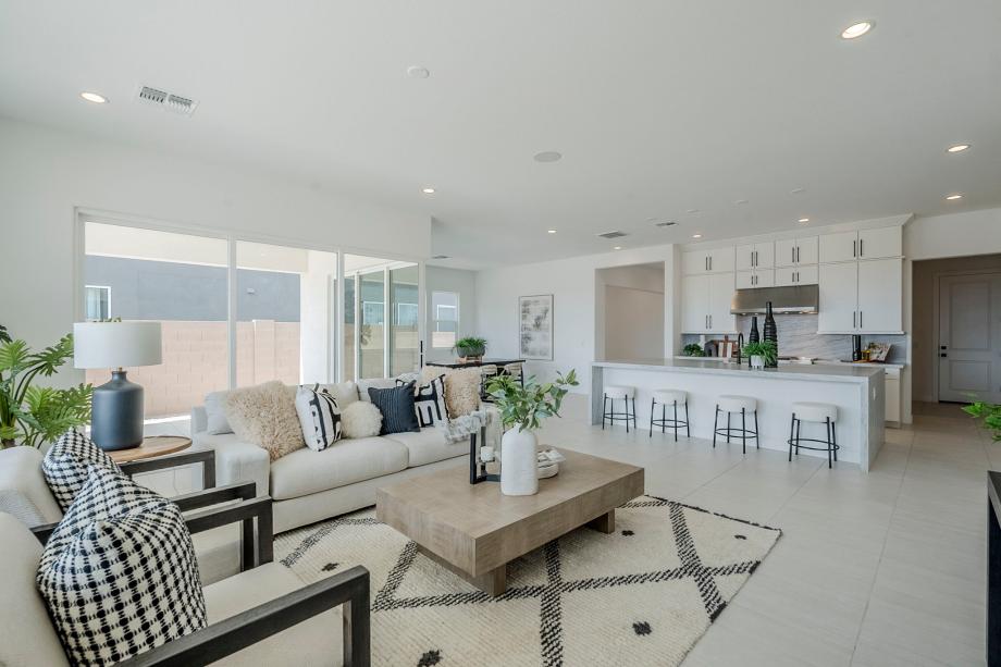 Great room seamlessly flows into expansive kitchen