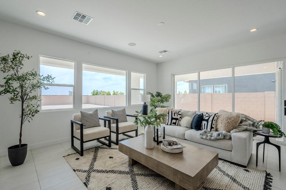 Spacious great room with beautiful flooring and upgraded finishes