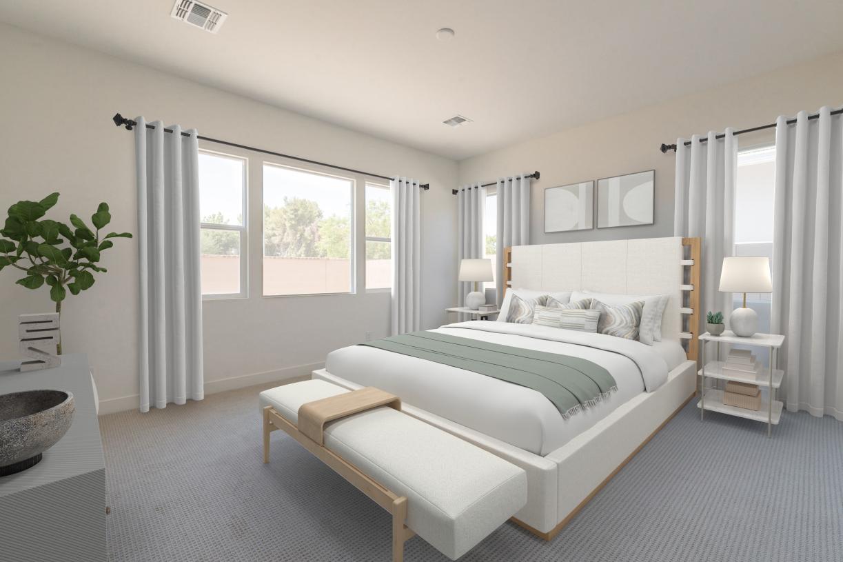 Primary bedroom suite with stunning fixtures and an abundance of natural light