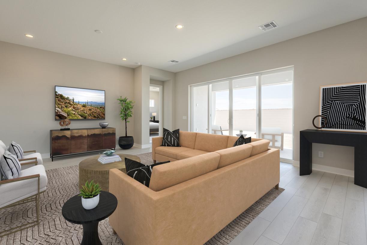 Great room with open floor plan layout