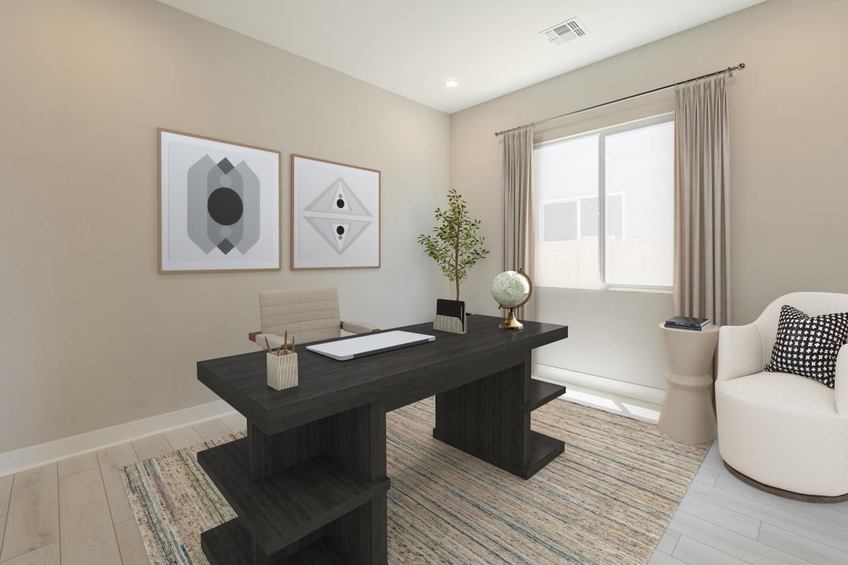 Cozy office space with gorgeous flooring