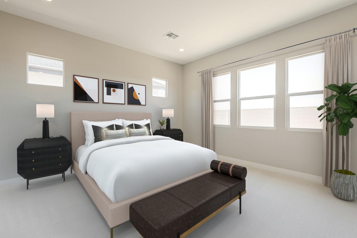 Primary bedroom suite with stunning fixtures and an abundance of natural light