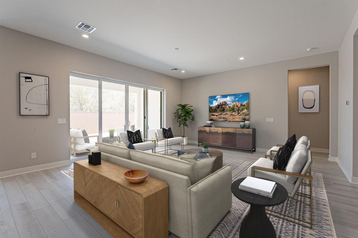 Great room with open floor plan layout