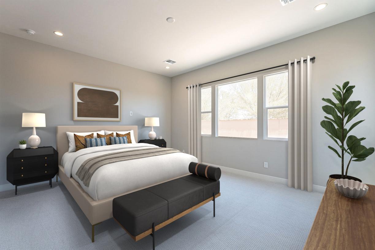 Primary bedroom suite with stunning fixtures and an abundance of natural light