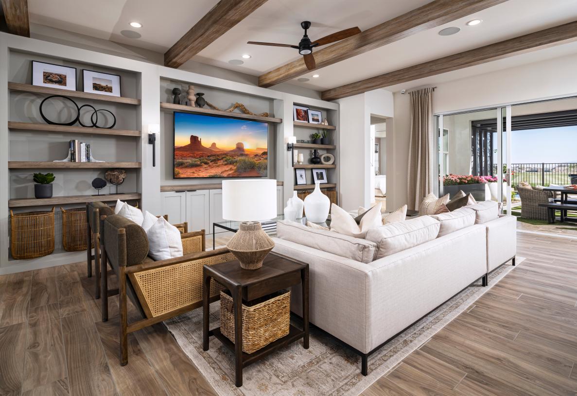 Spacious great room with beautiful flooring and upgraded finishes