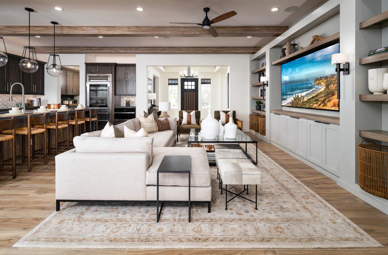 Great room flows directly into open kitchen area
