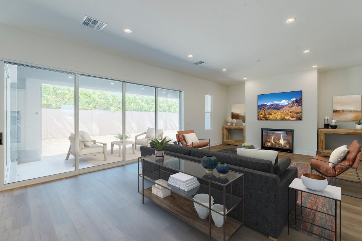 Expansive great room with beautiful fireplace