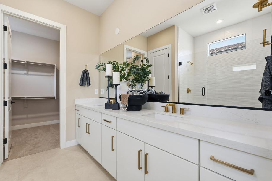 Gorgeous primary bathroom with dual-sink vanity