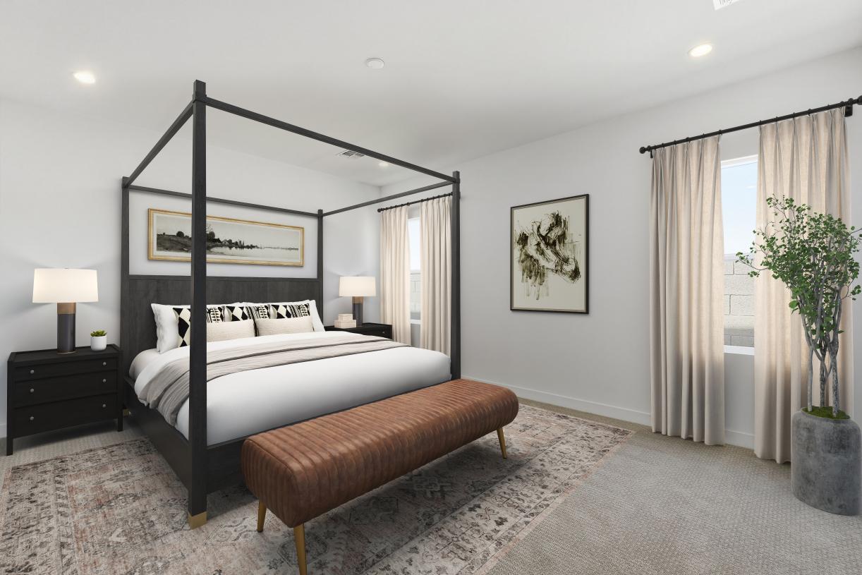 Serene primary bedroom suite with neutral finishes