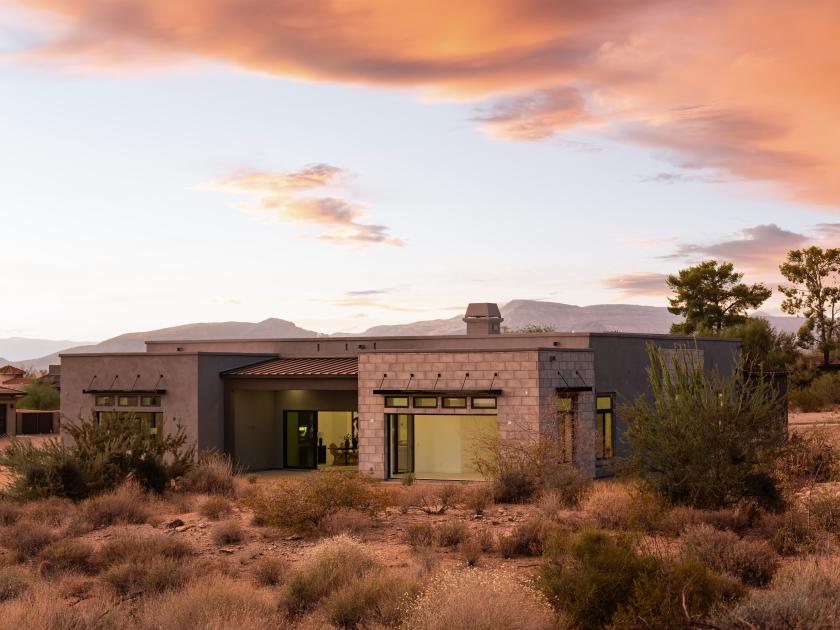 Backyard with desert landscape views