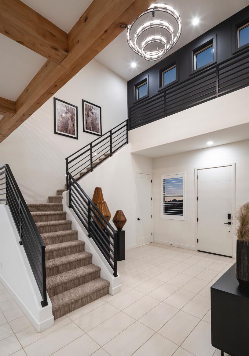 Impressive soaring high two-story foyer