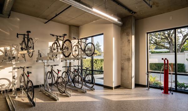 Community bike storage and tune-up station