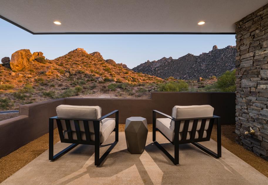Private covered patio with sweeping mountain views