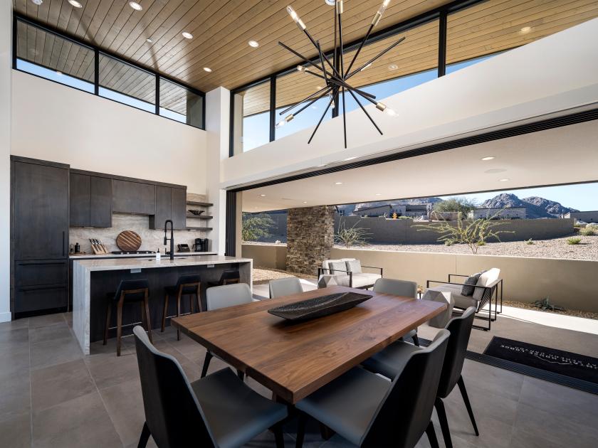 Gourmet kitchen with waterfall island