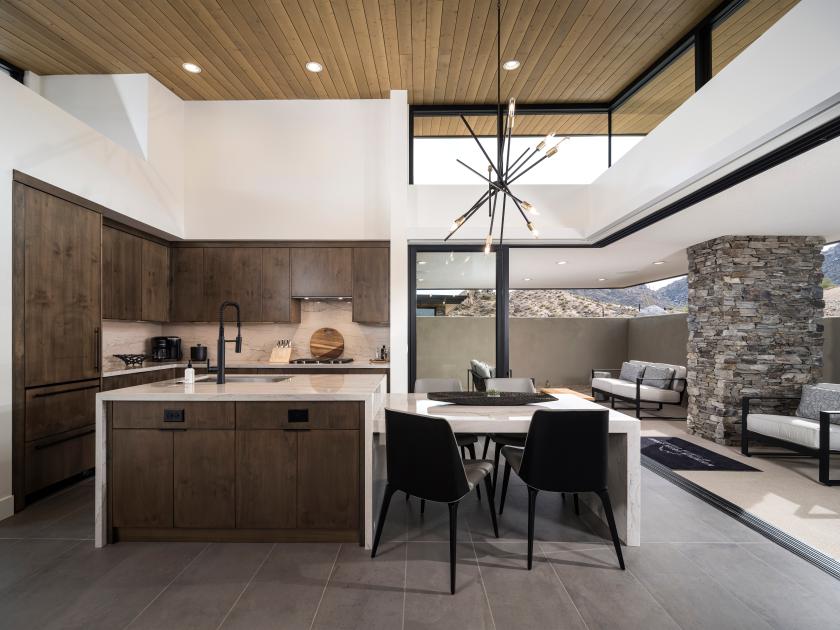 Gourmet kitchen with waterfall island