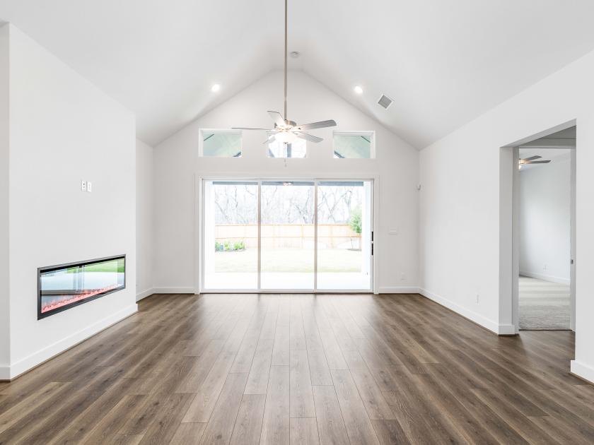 Great room with sliding glass doors