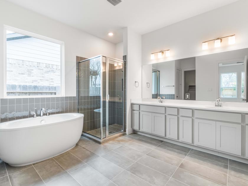 Primary bathroom with standalone tub