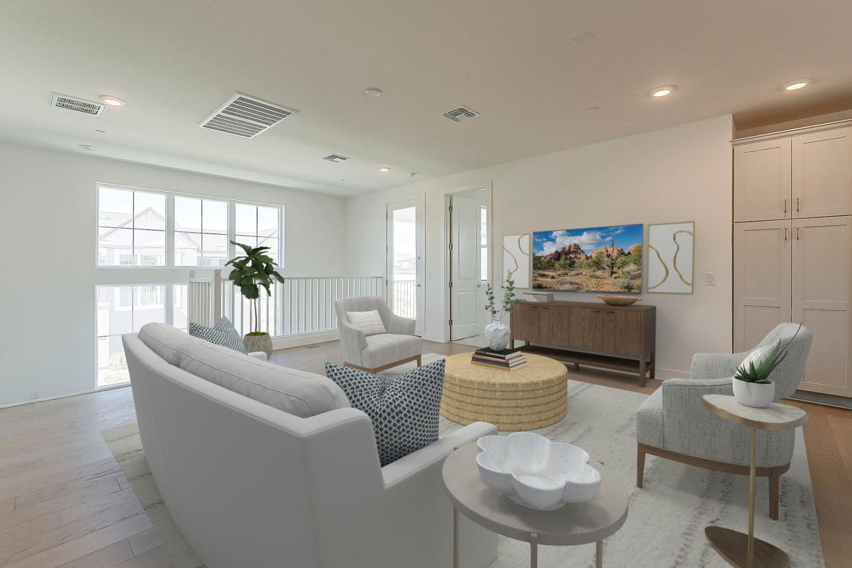 Spacious great room with beautiful flooring and upgraded finishes