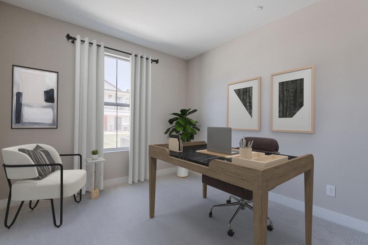 Cozy office space with gorgeous windows