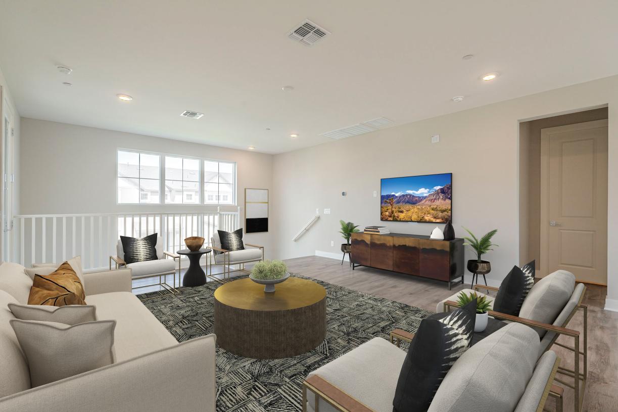 Spacious great room with beautiful flooring and upgraded finishes