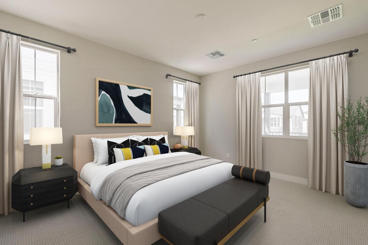 Primary bedroom suite with stunning neutral finishes