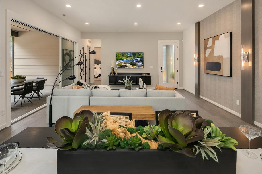 Open floor plan with covered outdoor living