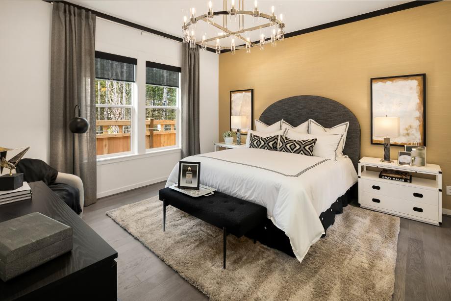 Stunning designer details in the primary bedroom suite