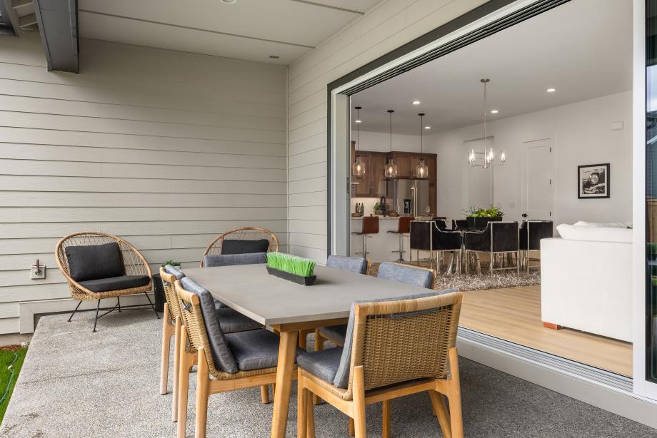 Seamless indoor-outdoor living from great room to the covered patio
