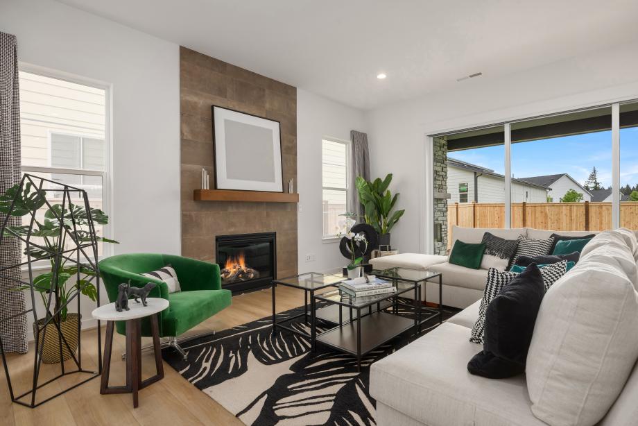 Great room offers a cozy gas fireplace