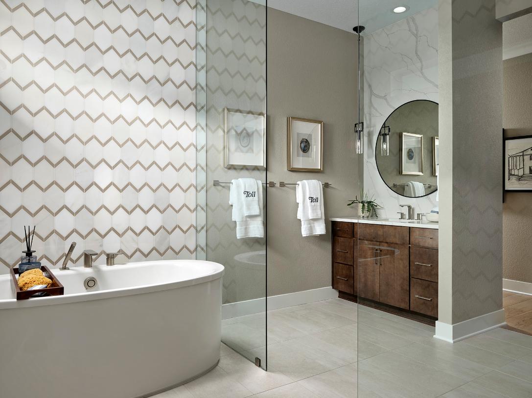 Spa-like primary baths with free-standing tubs