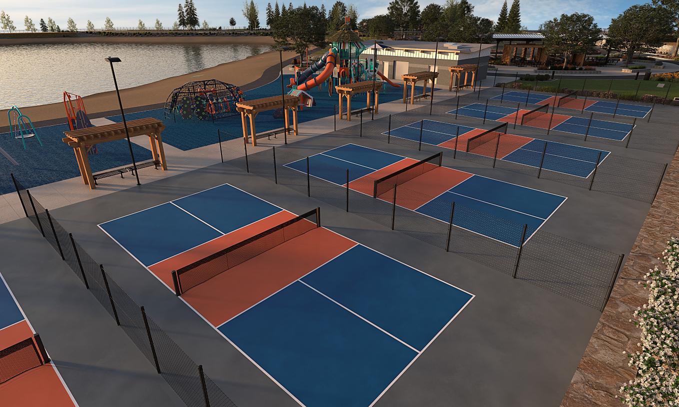 Pickleball courts and playground area