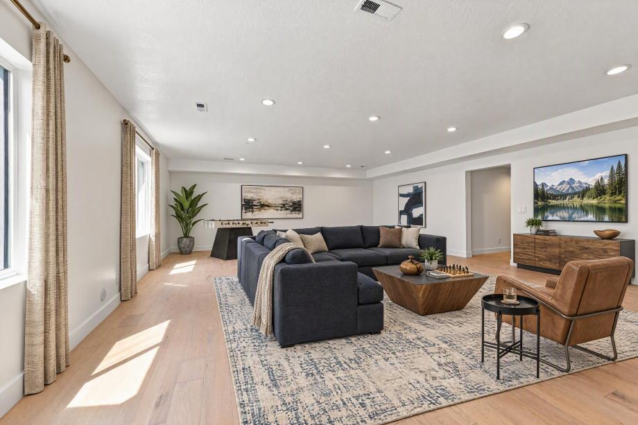 Fully finished basement with ample natural light