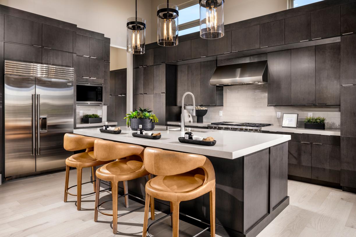 Modern kitchens with 42" uppers and stainless appliances