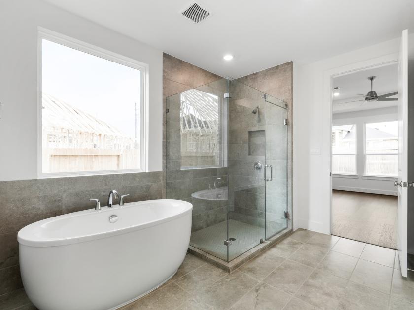 Primary bathroom with standalone tub