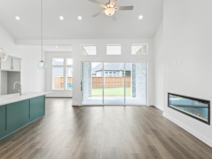 Great room with generous ceiling heights