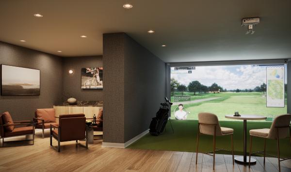 Enjoy a round of golf in the simulator room