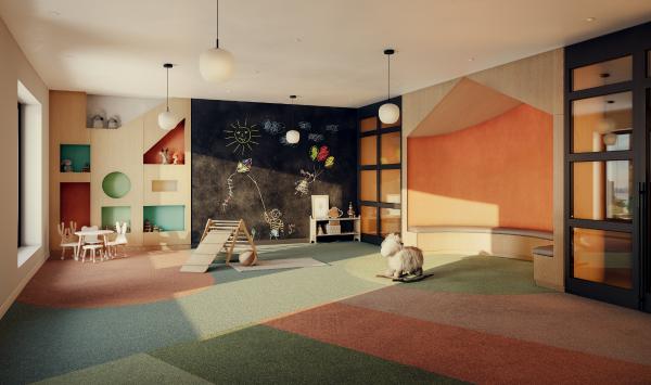 The children's playroom next door encourages development in a cheerful room with plenty of space for playing, making new friends, and harnessing creativity