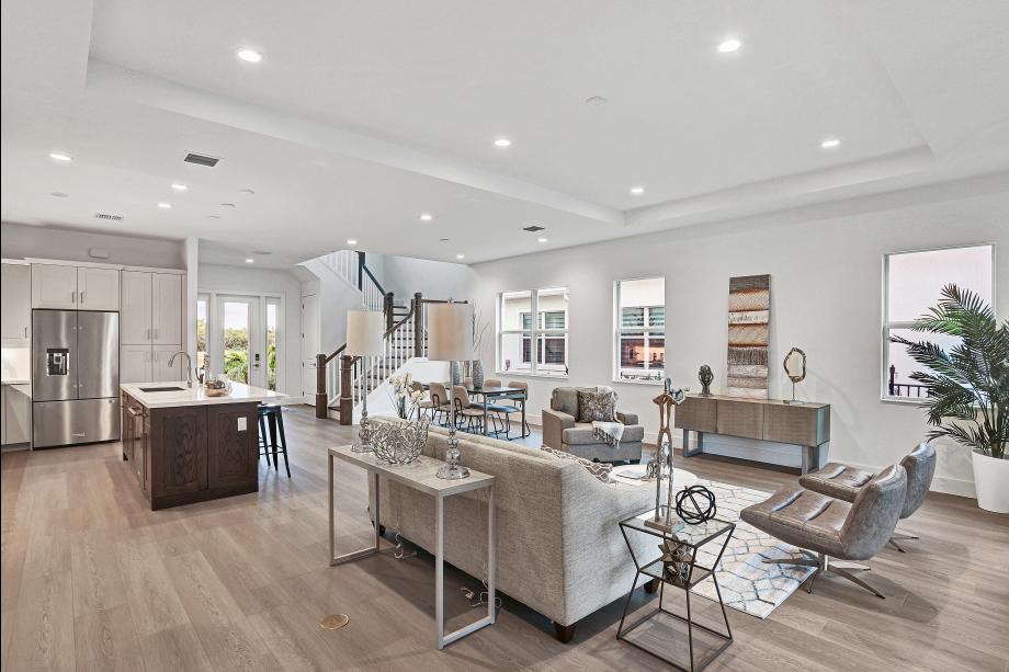 Bright great room with soaring ceilings and seamless indoor-outdoor living