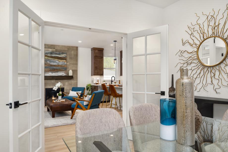 French doors at the flex space