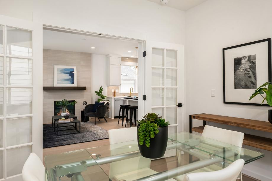 French doors on the flex room allow it to be used as a bedroom, office, or dining room