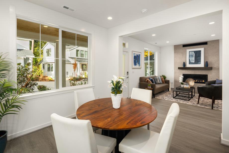 Primary bedroom suite with vaulted ceiling