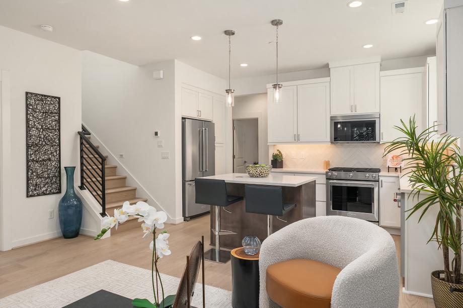 Kitchen overlooks the great room