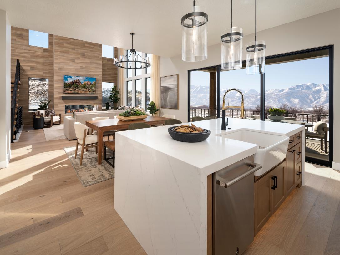 Gorgeous kitchens with waterfall center islands